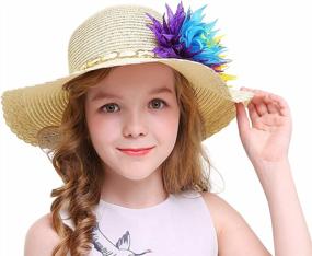 img 1 attached to Protect Your Child From The Sun In Style With Large Brim Flower Beach Hats For Kids