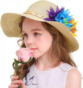 img 4 attached to Protect Your Child From The Sun In Style With Large Brim Flower Beach Hats For Kids