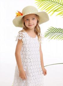 img 3 attached to Protect Your Child From The Sun In Style With Large Brim Flower Beach Hats For Kids