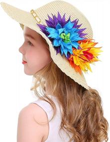 img 2 attached to Protect Your Child From The Sun In Style With Large Brim Flower Beach Hats For Kids