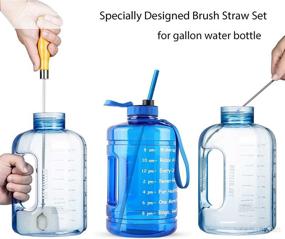 img 3 attached to 🥤 Tegion Extra Long 14.5” Reusable Silicone Drinking Straws and 17” Water Bottle Sponge Scrub Cleaner Brush Set - For 1 Gallon / 128 OZ Water Jug, Half Gal / 64 OZ Motivational Hydro Jug, Tall Tumbler, Glass, Cup