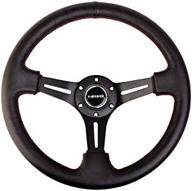 🚗 enhance your driving experience with the sporty steering wheel - 350mm 2" deep, black leather with red stitching st-018r logo