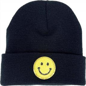 img 3 attached to Classic Knit Baby Beanie Hat - Soft & Warm For Winter With Suede Patch By Funky Junque