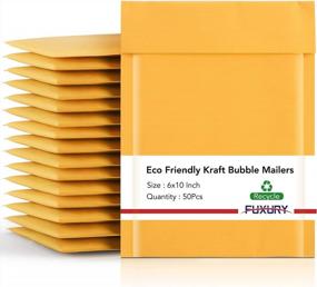 img 4 attached to #0 Yellow Bubble Mailers 6X10 Inch 50 Pack - Strong Adhesion Padded Envelopes, Self Seal Waterproof Cushioned Bulk Mailing For Small Business Fuxury Kraft