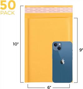 img 3 attached to #0 Yellow Bubble Mailers 6X10 Inch 50 Pack - Strong Adhesion Padded Envelopes, Self Seal Waterproof Cushioned Bulk Mailing For Small Business Fuxury Kraft