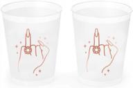 rose gold reusable frost flex cups - 16 pack fetti bachelorette party decorations, bridal shower gift, bridesmaid favors ring finger logo