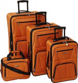 img 4 attached to Rockland Journey Softside Upright Luggage Set, Orange, 4-Piece (14/19/24/28)