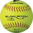 champro 12" asa slow pitch softball - .44 cor, 375 compression poly synthetic cover with red stiches (optic yellow) - pack of 12 logo
