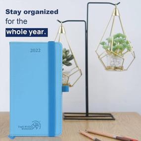 img 3 attached to POPRUN Sky Blue 2022 Pocket Calendar Planner - Weekly And Monthly Agenda With Vegan Leather Hardcover, Elastic Closure, Pen Holder, And More - Compact Size 3.5" X 6.5" For Purse