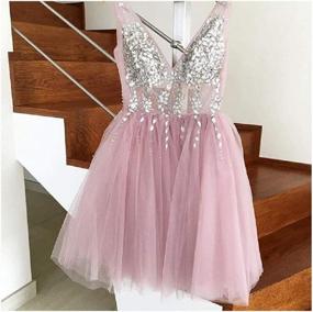 img 2 attached to Elegant V-Neck Short Prom Dress With Open Back And Beaded Detail | Perfect For Formal Events & Homecomings!