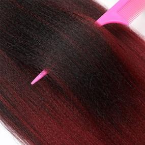 img 1 attached to Pre-Stretched Braiding Hair Extension Ombre Black To Burgundy Professional Crochet Braiding Hair 26 Inch 8 Packs Hot Water Setting Perm Yaki Synthetic Hair For Twist Braids (26Inch,#1B/Bug)