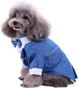 img 3 attached to 🐶 SOGAYU Dog Tuxedo Costume Formal Shirt, Blue Dog Wedding Jacket Suit with Bow Tie, Puppy Prince Ceremony Suit Small Dog Cat Clothes