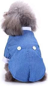 img 1 attached to 🐶 SOGAYU Dog Tuxedo Costume Formal Shirt, Blue Dog Wedding Jacket Suit with Bow Tie, Puppy Prince Ceremony Suit Small Dog Cat Clothes