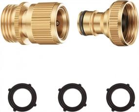 img 4 attached to 3/4 Inch GHT Garden Hose Quick Connector Set Solid Brass Easy No-Leak Male Female Threaded Value (1 External) EQC-1