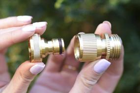 img 3 attached to 3/4 Inch GHT Garden Hose Quick Connector Set Solid Brass Easy No-Leak Male Female Threaded Value (1 External) EQC-1