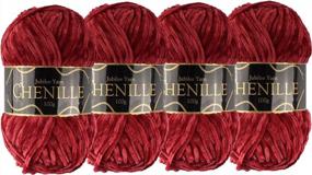 img 4 attached to Soft And Luxurious JubileeYarn Chenille Yarn In Garnet - Worsted Weight - 400G In 4 Skeins