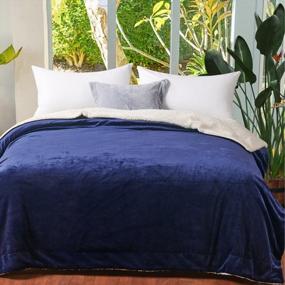 img 2 attached to CLOTHKNOW Royal Blue Blankets Queen For Bed Double Fleece Flannel Throw Blanket Full For Bed Solid Blanket Ultimate Sherpa Blanket Throws Ultra Soft Cozy Plush (79"×90")