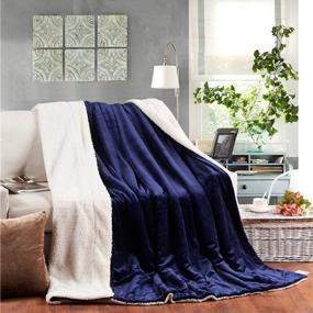 img 3 attached to CLOTHKNOW Royal Blue Blankets Queen For Bed Double Fleece Flannel Throw Blanket Full For Bed Solid Blanket Ultimate Sherpa Blanket Throws Ultra Soft Cozy Plush (79"×90")
