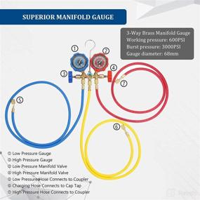 img 1 attached to 🔧 Compact & Powerful: 3.5CFM 1/4HP Single-stage Vacuum Pump + R12 R22 R134A R502 Brass Manifold Gauge Set Refrigeration Kit with Tote - Perfect for HVAC Refrigeration Recharging and Maintenance, Includes Leak Detector - Oil-Free Design