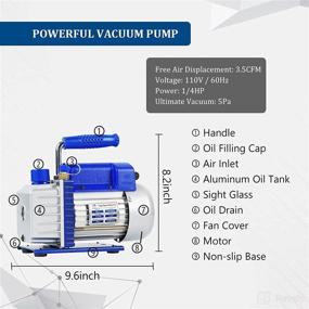 img 3 attached to 🔧 Compact & Powerful: 3.5CFM 1/4HP Single-stage Vacuum Pump + R12 R22 R134A R502 Brass Manifold Gauge Set Refrigeration Kit with Tote - Perfect for HVAC Refrigeration Recharging and Maintenance, Includes Leak Detector - Oil-Free Design