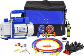 img 4 attached to 🔧 Compact & Powerful: 3.5CFM 1/4HP Single-stage Vacuum Pump + R12 R22 R134A R502 Brass Manifold Gauge Set Refrigeration Kit with Tote - Perfect for HVAC Refrigeration Recharging and Maintenance, Includes Leak Detector - Oil-Free Design