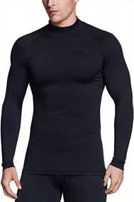 img 2 attached to Мужские термокомпрессионные рубашки - 1 или 2 шт., топ с воротником под горло и зимними видами спорта, базовый слой для бега от TSLA
