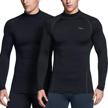men's thermal compression shirts - 1 or 2 pack, mock/turtleneck winter sports running base layer top by tsla logo