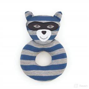 img 1 attached to Apple Park Robbie Raccoon Teething Rattle - Organic Farm Buddies Baby Toy, Hypoallergenic and made with 100% Organic Cotton for Infants