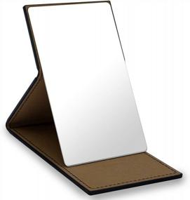 img 4 attached to Unbreakable Shatterproof Stainless Steel Folding Travel Mirror With PU Leather Case Cover For Makeup, Camping And Travelling - HOHIYO Compact Mirror (Black)
