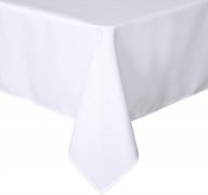 устойчивая к пятнам и морщинам белая прямоугольная скатерть - декоративная крышка стола 60 х 84 дюйма для обедов, фуршетов и кемпинга - моющаяся полиэфирная ткань от sancua логотип
