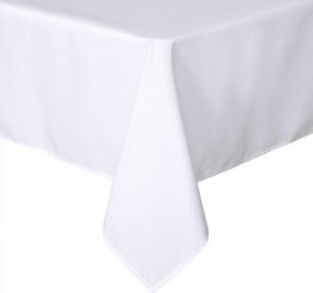 img 4 attached to Stain And Wrinkle Resistant White Rectangle Tablecloth - 60 X 84 Inch Decorative Table Cover For Dining, Buffet Parties And Camping - Washable Polyester Fabric By Sancua