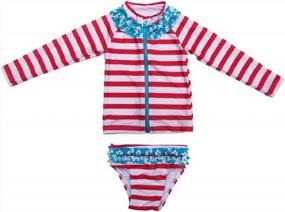 img 1 attached to Защитите своего малыша с помощью купального костюма SwimZip с длинными рукавами и защитой от рашгарда для девочек, UPF 50+ - доступен в нескольких цветах!