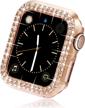 surace 40mm case compatible with apple watch case, bling frame protective case replacement for apple watch series 6 series 5 series 4 40mm compatible with apple watch se, rose gold logo