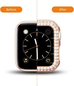 img 3 attached to Surace 40Mm Case Compatible With Apple Watch Case, Bling Frame Protective Case Replacement For Apple Watch Series 6 Series 5 Series 4 40Mm Compatible With Apple Watch SE, Rose Gold