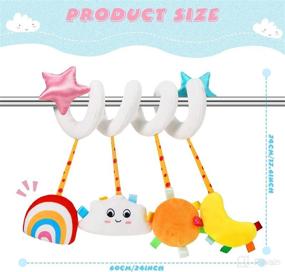 img 3 attached to 🌈 Spiral Hanging Toys for Car Seats, Cribs & Strollers - Plush Mobile with Cloud, Rainbow, Moon & Star Squeakers for Boys and Girls - Crib Bed, Stroller, Car Seat Bar Activities