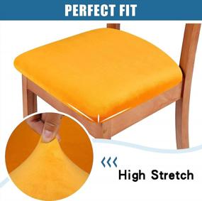 img 1 attached to Set Of 4 Mustard Yellow Velvet Dining Chair Seat Covers With Ties - Stretch Fitted And Removable Washable Furniture Protector Slipcovers For Dining Room Upholstered Chairs