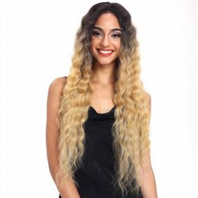 img 4 attached to Joedir Synthetic Lace Front Wigs - Long Wavy Style, 30'' Length, 130% Density For Women, Color TTPN4/270A/24F