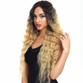img 2 attached to Joedir Synthetic Lace Front Wigs - Long Wavy Style, 30'' Length, 130% Density For Women, Color TTPN4/270A/24F