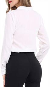 img 1 attached to Chic And Versatile: AUQCO Women'S Bow Tie Neck Chiffon Blouse For A Polished Professional Look