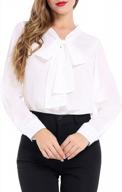 chic and versatile: auqco women's bow tie neck chiffon blouse for a polished professional look logo