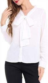 img 2 attached to Chic And Versatile: AUQCO Women'S Bow Tie Neck Chiffon Blouse For A Polished Professional Look