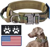 🐾 tactical dog collar - american flag & camo design - thick, reflective & adjustable - heavy duty metal buckle - suitable for medium to extra large dogs - includes handle & 2 patches - xl size logo