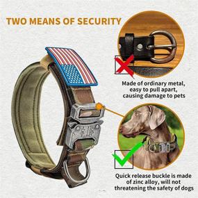 img 1 attached to 🐾 Tactical Dog Collar - American Flag & Camo Design - Thick, Reflective & Adjustable - Heavy Duty Metal Buckle - Suitable for Medium to Extra Large Dogs - Includes Handle & 2 Patches - XL Size