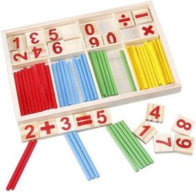 img 2 attached to Wooden Counting Stick Set: Educational Math Toy With Number Cards And Rods Box By Alytimes