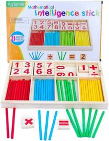 img 3 attached to Wooden Counting Stick Set: Educational Math Toy With Number Cards And Rods Box By Alytimes