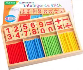 img 4 attached to Wooden Counting Stick Set: Educational Math Toy With Number Cards And Rods Box By Alytimes