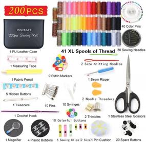 img 3 attached to Inscraft Sewing Kit - 200 Premium Supplies, 41 XL Thread Spools For Travelers, Adults, Kids, Beginners, Emergencies DIY & Home
