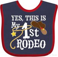 🤠 inktastic 1st rodeo baby bib: cowboy hat with red band & lasso design логотип