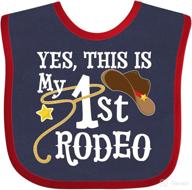 🤠 inktastic 1st rodeo baby bib: cowboy hat with red band & lasso design logo