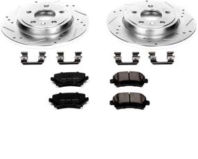 img 1 attached to Enhance Brake Performance with Power Stop K4624 Rear Z23 Carbon Fiber Brake Pads and Drilled & Slotted Rotors Kit